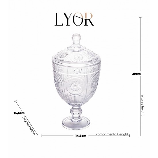 Bomboniere Sun 29cm Por 14,6cm Em Cristal Ecológico Com Pé Lyor
